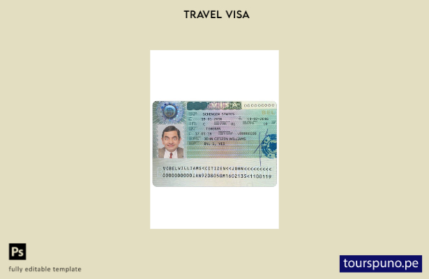 Plantilla de visa para Bélgica lista para imprimir